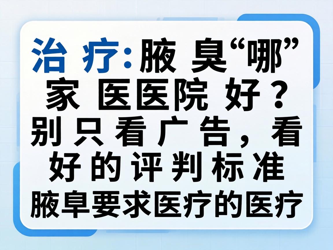 治疗腋臭哪家医院好？别只看广告，看好的评判标准