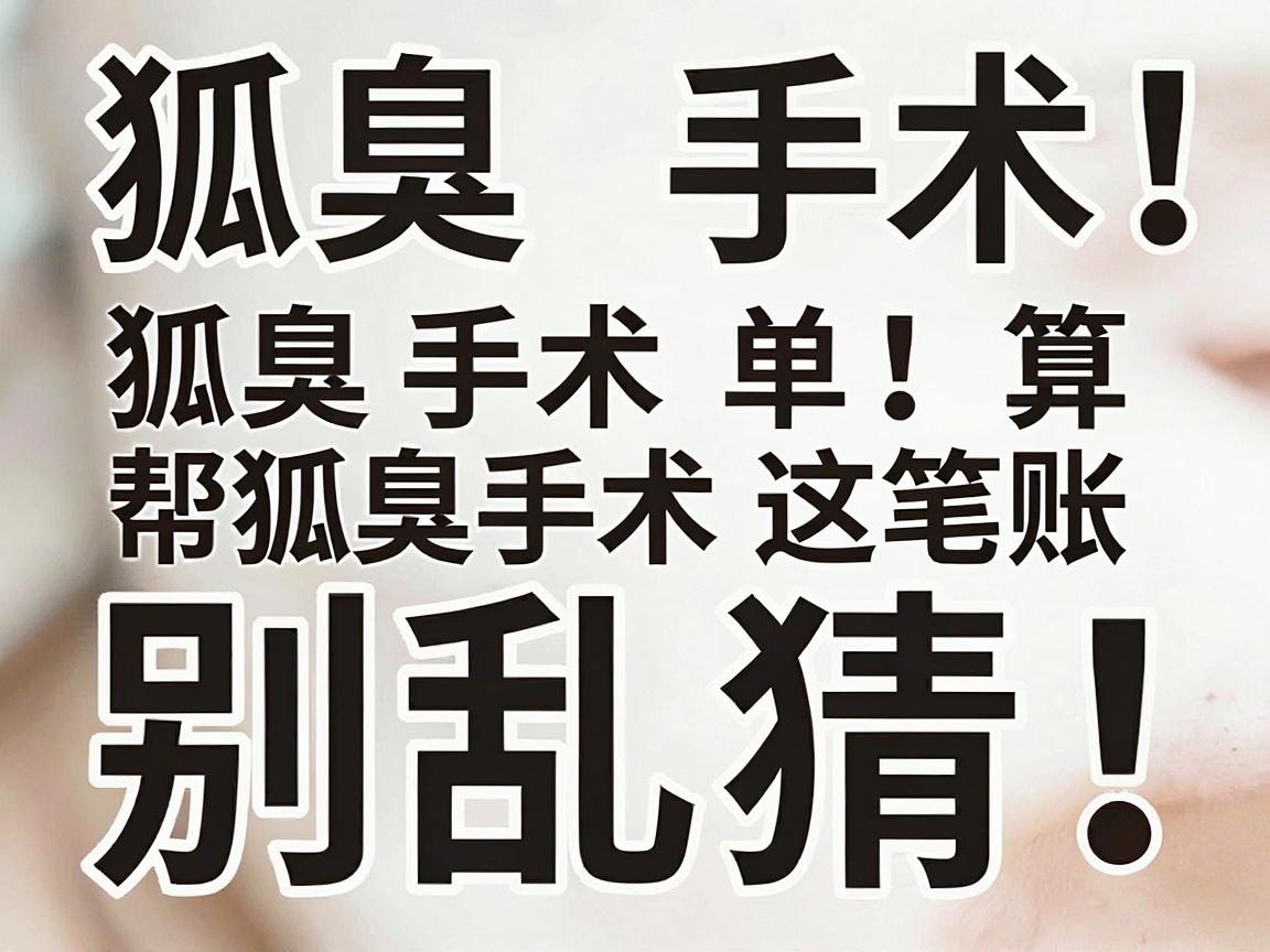 狐臭手术价格别乱猜！一份详细的狐臭手术价格清单，帮你算清狐臭手术这笔账