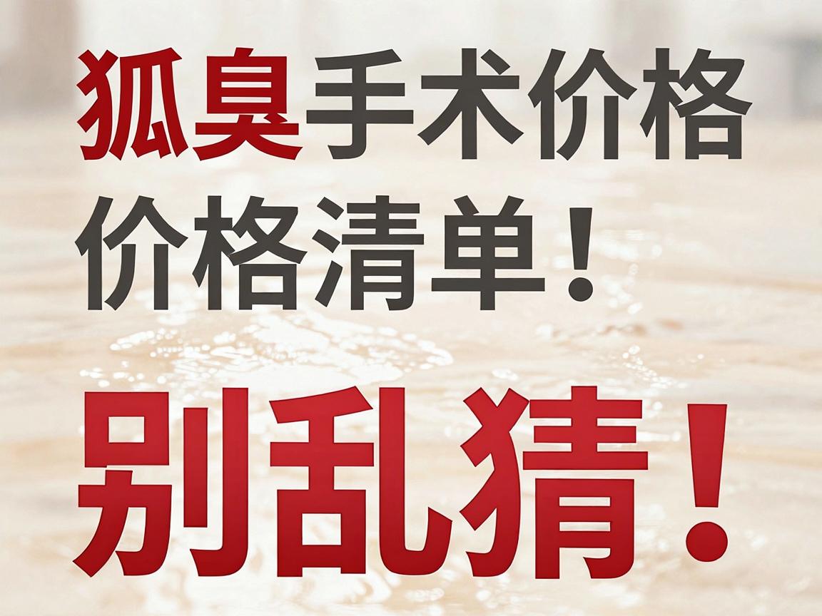 狐臭手术价格别乱猜！一份详细的狐臭手术价格清单，帮你算清狐臭手术这笔账