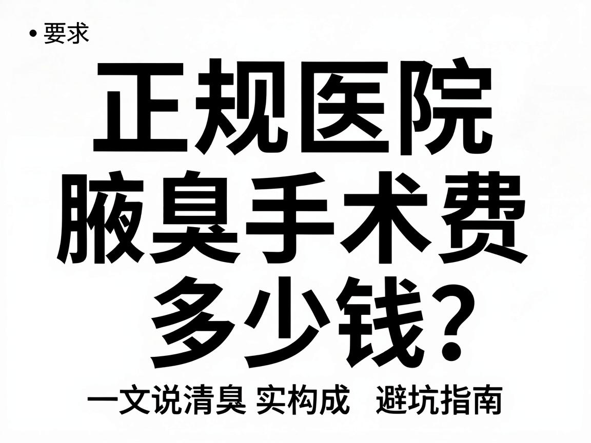 正规医院腋臭手术费多少钱？一文说清腋臭手术费的真实构成与避坑指南