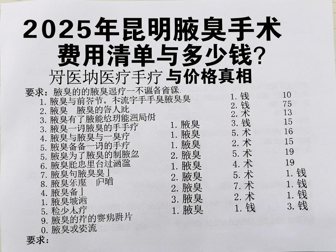 腋臭手术多少钱？2025年昆明腋臭手术费用清单与价格真相