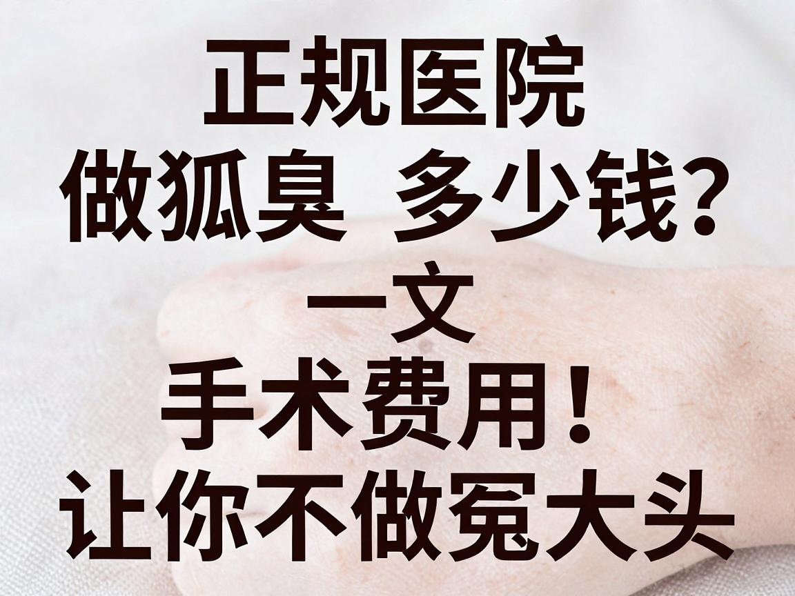 正规医院做狐臭多少钱？一文拆解手术费用，让你不做冤大头