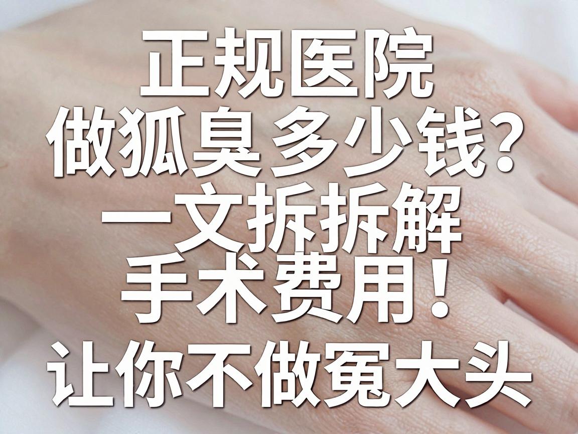 正规医院做狐臭多少钱？一文拆解手术费用，让你不做冤大头